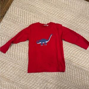 Kids Long Sleeve Red Dinosaur Tee